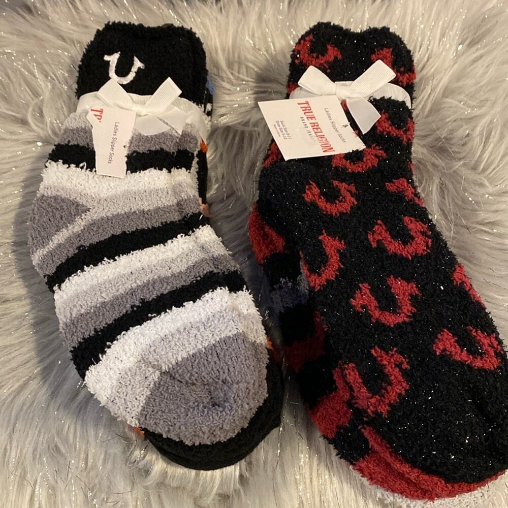 BNWT TRUE RELIGION 6 Pair Bundle Women's Fuzzy Cozy Crew Socks